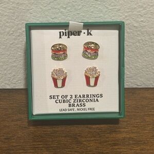 Piper K Gold and Red Earrings Set